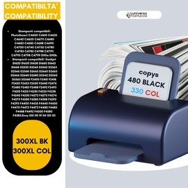 universo cartuccia® Ink Rebuilt 300XL for HP Printer PhotoSmart C4680 C4780 DeskJet Series F4580 F4280 F4210 F2480 D5560 Envy 120 110 (1 Black, 1 Tri-Colour)