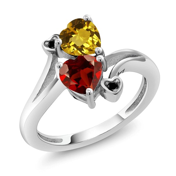 Gem Stone King 925 Sterling Silver Yellow Citrine Red Garnet