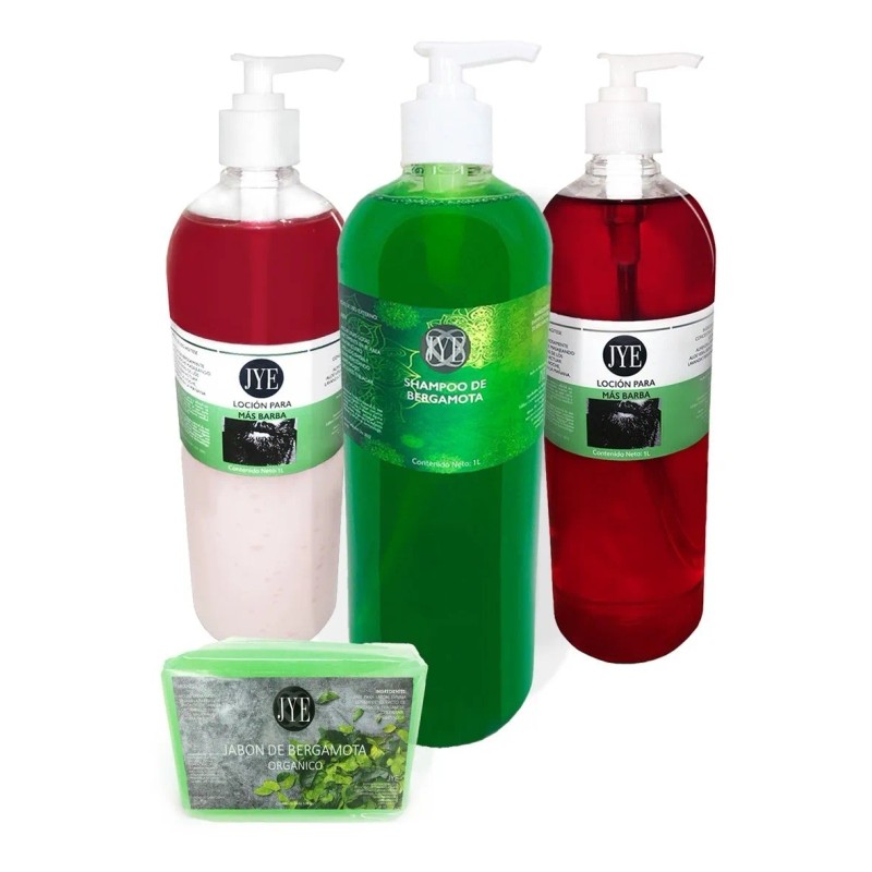 Kit Jye Crecimiento Barba Y Cabello 3 Litros Bergamota+jabon