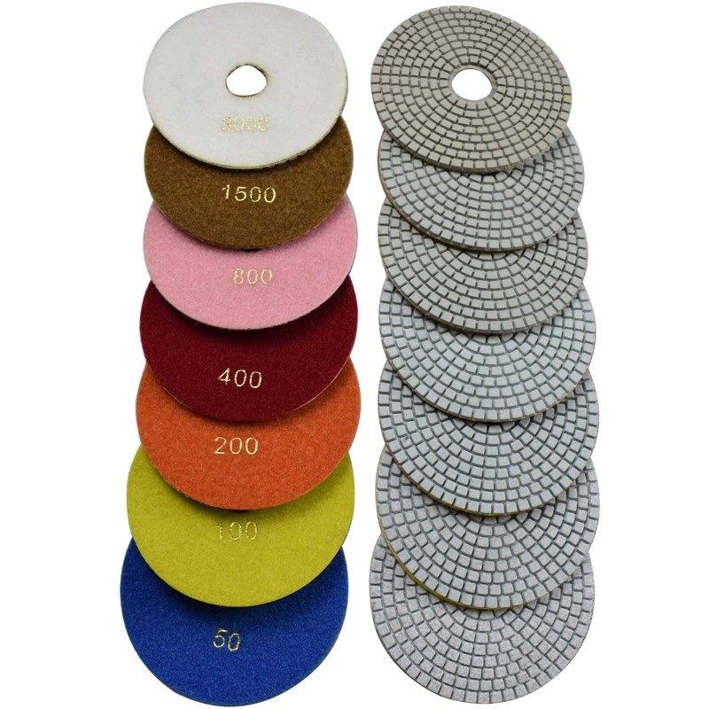 Konfor 5 Inch Wet Diamond Polishing Pads - 7 Piece