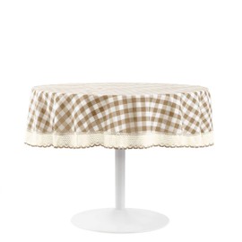 Buffalo Check Plaid Tablecloth, Taupe -70" Round - Premium & Durable Checkerd Tablecloth is Reversible for Solid Colors - Waterproof, Stain-Resistant & Machine Washable by Achim Home Decor