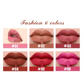 Ai-Uchoice 6 Brillo de Labios Liquido, 5 Mate Lápiz Labiales Liquido + 1 Brillante Barra de Labios, Larga Duración a Prueba de Agua Antiadherente Copa No Se Desvanecen Labial Kit para Las Mujeres Niñas Conjunto de Maquillaje