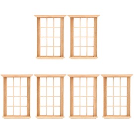 Angoily 1: 12 Scale Dollhouse Windows, 6 PCS Simulated Twelve Lattice Miniature Wooden Windows Frame Photograph Props