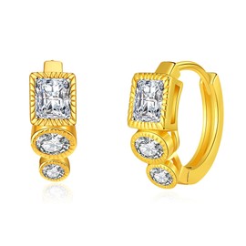 EPIRORA Gold Hoop Earrings For Women, Hypoallergenic Gold Earrings Cubic Zirconia Gold Huggie Earrings Birthday Gifts Gold Jewellery For Women 14mm