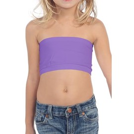 Kurve Girls Bandeau Tube Bra - Strapless Bandeau Bra,UV Protective Fabric UPF50+, Lavender, Age (9-14)