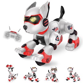 BYTEWAR Rechargeable Robot Toy, Intelligent Programming Robot Dog, with Remote Control and Interactive Gesture Function, Imitate Animal Music and Dance, Realistic Robots Puppy Gift(Red)