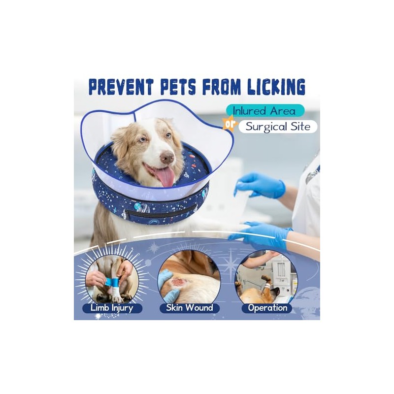 Elevated Inflatable Dog Cone Collar to Stop Licking, Dog Donut
