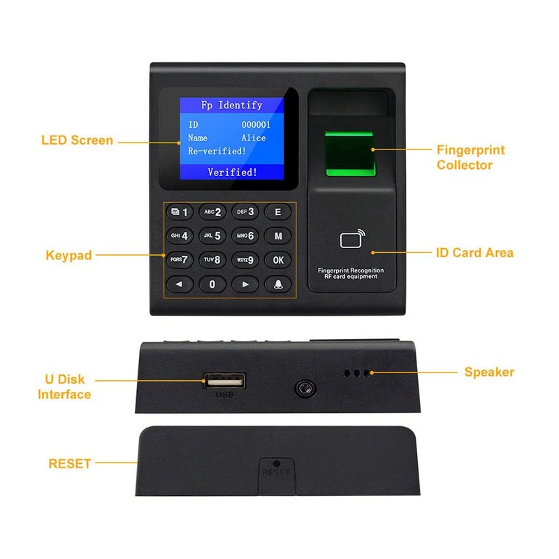 RANJOVER Fingerprint Attendance Machine+10 Cards Access Control Electric Time Clock