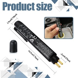 HEVLE Brake Fluid Liquid Tester Pen, Auto Tester Tool, Auto Brake Diagnostic Testing Tool with 5 LED Indicators, Hydraulic Fluid Liquid Oil Moisture Analyzer for DOT3 DOT4 DOT 5.1 Brake Fluid (1PCS)