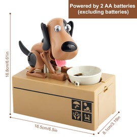 LUFEIS Hungry Dog Money Box, Dog Piggy Bank, Hungry Money Box, Children's Money Box, Dog Eats Money, Cute Dogs Steals Coins Like Magic Coin, Nibbles Money Box, Birthday Gift for Children, Brown