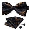 DiBanGu Mens Black and Gold Pretied Bow Ties Floral Bowtie