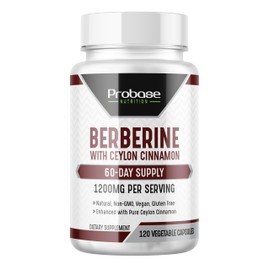 Probase Nutrition - Metabolic Support Supplement with Berberine HCl* - for Men and Women - Gluten Free and Vegan - 120 1200mg per Serving