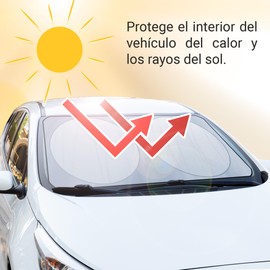 +PWR Car Parts Folding Silver Front Sunshade 150 x 80 cm. Protects the Interior of the Car from the Sun's Rays. Made of 100% Polyester.