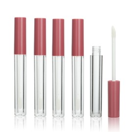 COSIDEA Leere runde Lipgloss-Röhrchen mit Zauberstab, 1,5 ml, schlank, rosa, Mini-Lipgloss-Röhrchen zum Nachfüllen von Lippenöl, 5 Stück