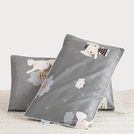 Toddler Pillowcase for Bedtime 2 Pack, 13" x 18" - Organic 100% Cotton Pillow Case with Fun Designs for Boy & Girl - Pillowcase Only (Grey Elephant)