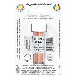 Sugarflair Copper Sheen Edible Lustre Dust, Add a Lustrous Shine to Cakes or Decorations. Brush On or Add Rejuvenator to Create Eye-Catching Edible Paint, Gives Shine to Your Bakes - 2g