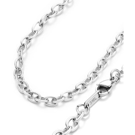 Ginya Men’s Hypoallergenic Chain Necklace, Surgical Stainless Steel, Stainless Steel, No Gemstone