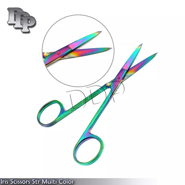 DDP NEW IRIS MICRO DISSECTING SCISSORS STRAIGHT 4.5" MULTI RAINBOW