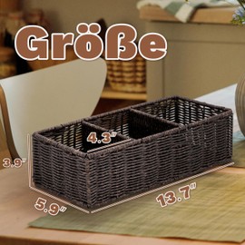 myHomeBody Weidenkorb mit 3 Fächern | gewebte Körbe zum Organisieren | Organizer und Aufbewahrung, Aufbewahrungskorb, WC-Tankkorb | Badezimmer-Theken-Organizer | Rustikales Braun, 1 Stück
