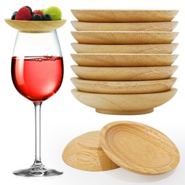 Lyonbi Wine Glass Charcuterie Topper 8 Pcs, Mini Charcuterie Boards for Wine Glass, Wine Glass Topper Charcuterie Plate, Wooden Lids for Wine Glasses (8 PCS)