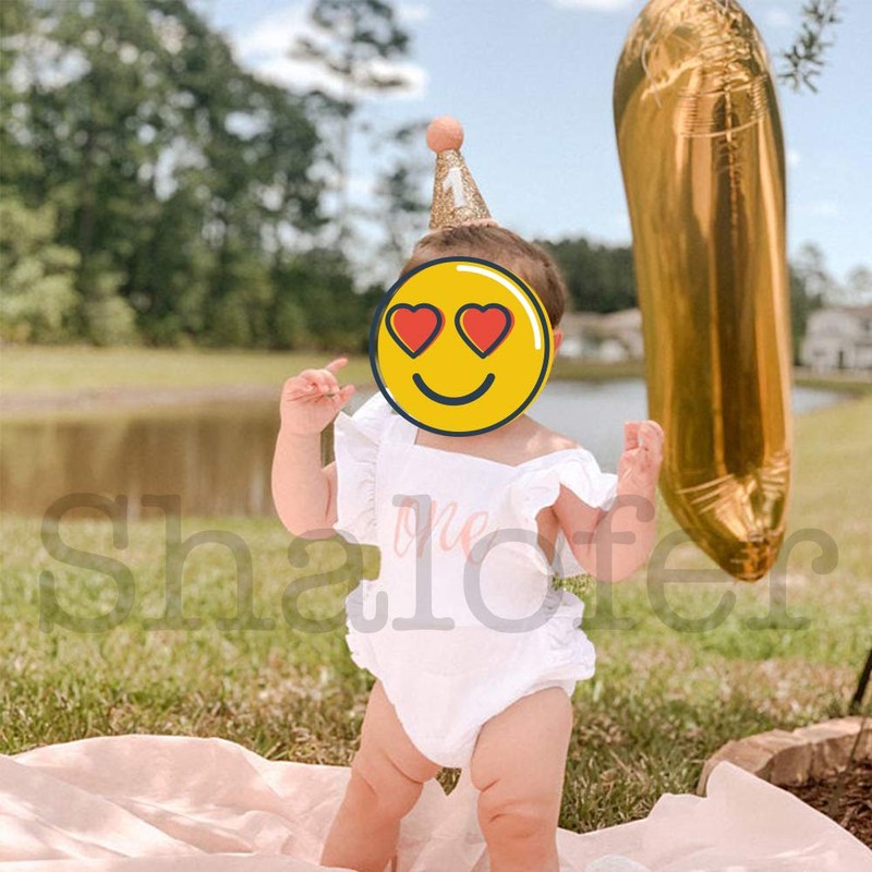 Shalofer Traje de primer cumpleaños para niña con diadema, White,