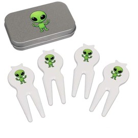 Azeeda 'Cute Alien' Golf Divot Tool/Repair Fork Gift Set (GO00072078)