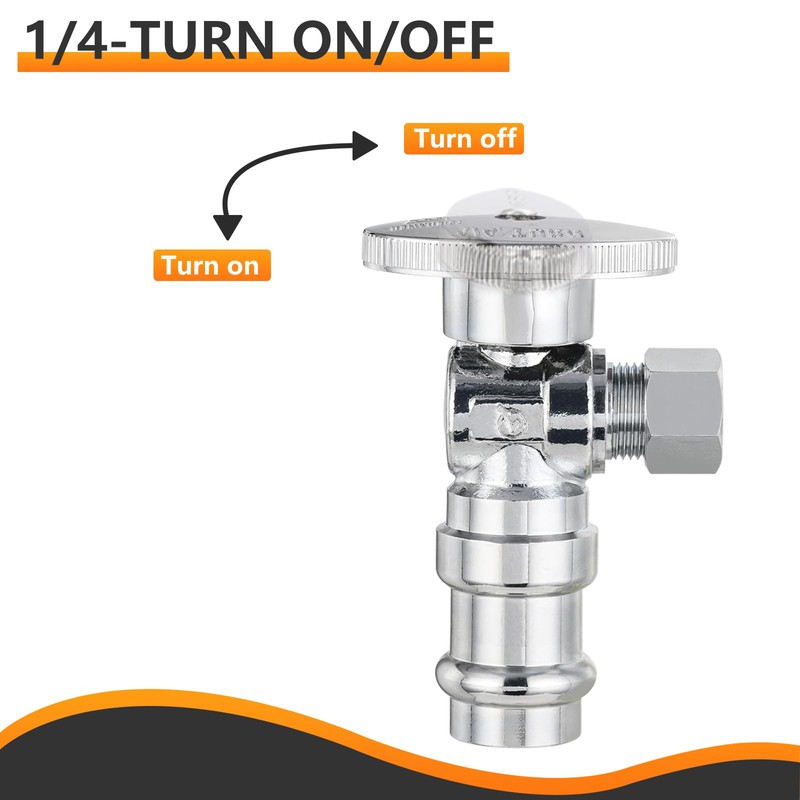 5-Pack HeSun Angle Stop Valve, 1/2" Copper Press x 3/8"