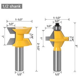 Gasea 1/2 Inch Shank 120 Degree Tongue Groove Router Bit Set with Edge Banding Woodworking Groove Chisel Cutter Tools