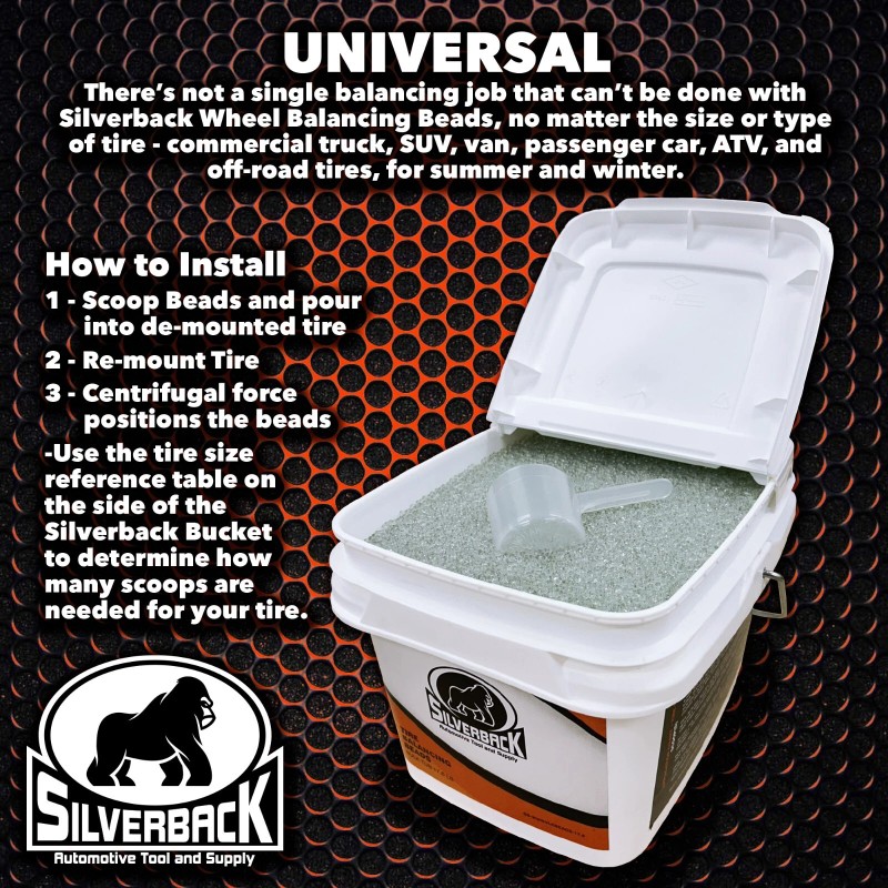 Silverback Automotive Tire Balancing Beads, Glass, Bulk Tub 17.6 lb.