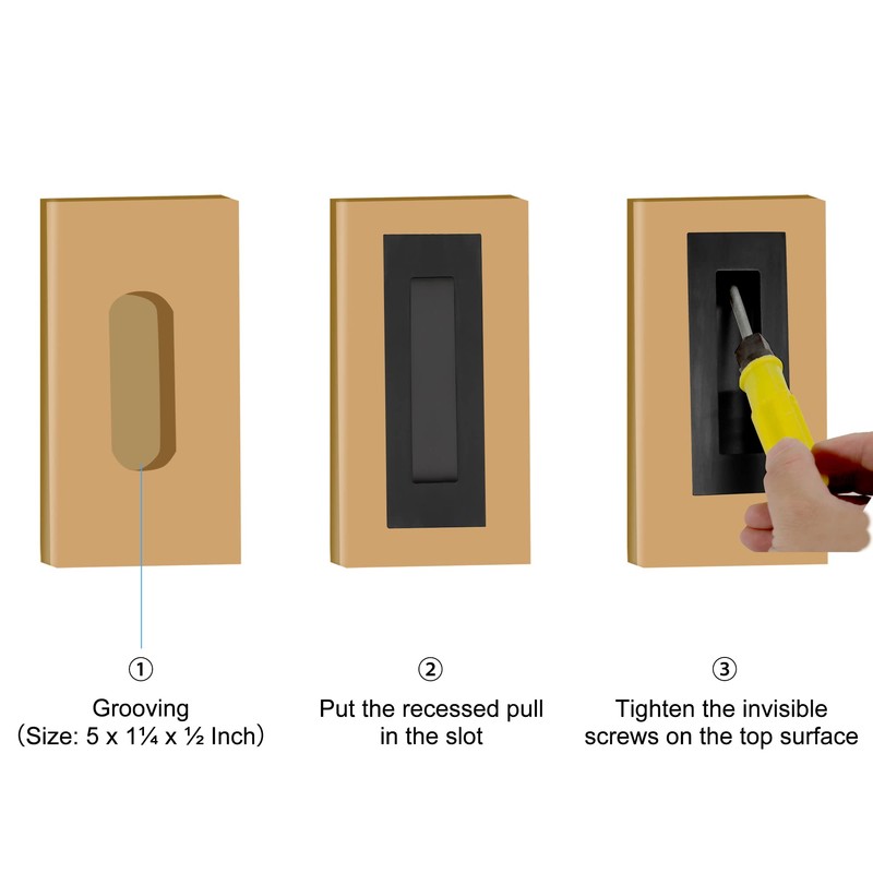 Malimali Pocket Door Pull and Edge Pull Set, Stainless Steel