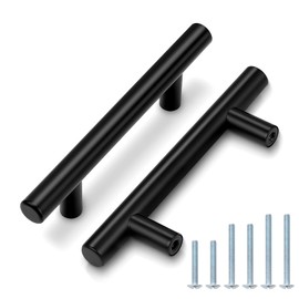 Probrico 10 Pack Black Cabinet Handles 3 Inch Hole Centers Cabinet Pulls Kitchen Cupboard Handles Matte Black Drawer Pulls Stainless Steel Kitchen Handles for Cabinets