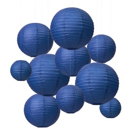 LIHAO Paper Lanterns 10 PCS Blue Round Paper Lanterns Hanging Paper Lanterns Lamp Shade for Christmas, Wedding, Birthday, Party Decoration - (6''/8''/10''/12'')