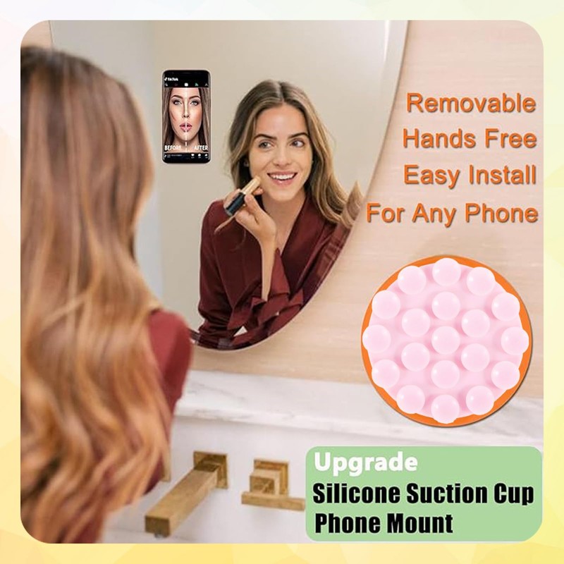 4er Set Handyhalterung mit Saugnapf - [Runde Anti-Rutsch Silikon Halterung]