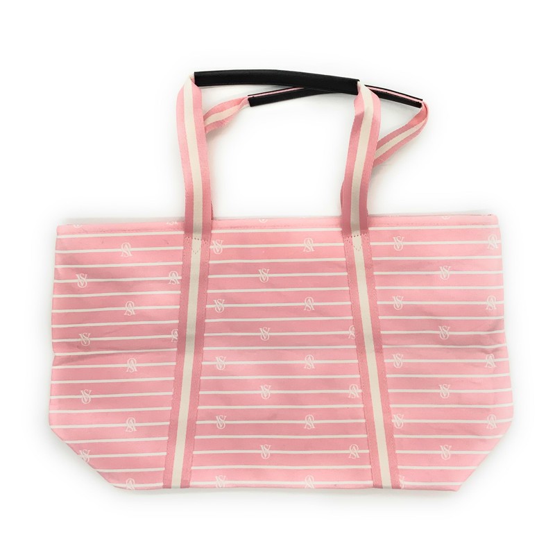 Victoria's Secret Pink White Stripe Weekender Tote Bag, Medium