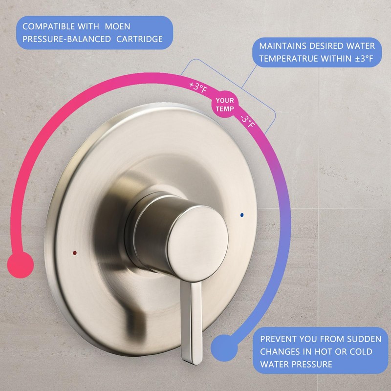 Shower and Tub Trim Kit, Compatible with Moen Posi-Temp Valve,