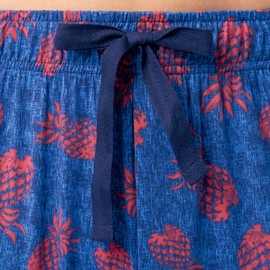 IZOD Men's Poly-Spandex Sueded Jersey Knit Pajama Sleep Pants, Navy/Pineapple, X-Large