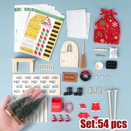 GEBETTER 52 Piece Gnome Door Set with Letters, Construction Site, Mailbox, Boots, Wreath, Ladder Gnome Accessories, Christmas Secret Santa Letters, Christmas Gnome Advent Calendar, Children's