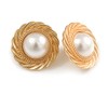 25mm Gold Tone Matt Faux Pearl Bead Round Retro Clip