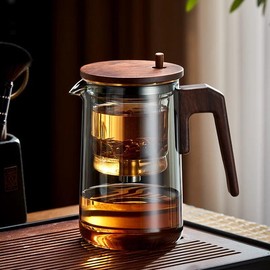 Glass Teapot With Wood Handle - Color: 550ML With 4 Cups