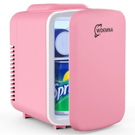 Wdemna Mini Fridge Pink, 4 Liter/6 Cans Skincare Fridge for Bedroom, 110V AC/12V DC Portable Thermoelectric Cooler and Warmer Small Refrigerators for Beauty & Makeup, Dorm Office and Car