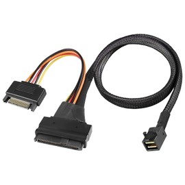 XMSJSIY Mini SAS HD SFF-8643 to SAS 8639 12Gb/s Internal Server NVMe SSD Connection Cable with 15-Pin SATA Power Supply 50cm/19.6inch