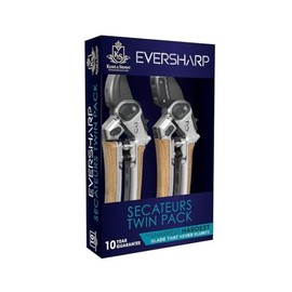 Kent & Stowe 70109175 Eversharp Secateurs Twin Pack/Gift Set, Containing Ash Wood Handled All Purpose & Hard Wood (Anvil) Secateurs, Perfect for Pruning Green & Hard Wood