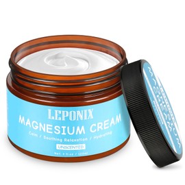 LEPONIX LEPONIX Magnesium Cream for Sleep, Magnesium Body Butter, Leg Cramps & Pain, Muscle Relaxation, Magnesium Lotion for Sleep Magnesium Balm for Men Women, Safe for Kids (120ml, Unscented)