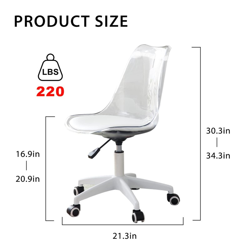 Ebullient Acrylic Clear Desk Chair Modern Home Office Ghost Chairs