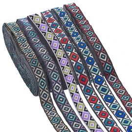 BENECREAT 6Pcs 45 Yards/41.15m Vintage Jacquard Webbing, Sewing Decorative Webbing, 0.5 Inch/12 mm Wide Mixed Colour Jacquard Trim for Sewing, Crafts and Upholstery