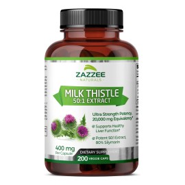Zazzee Naturals Extra Fuerte Milk Thistle 400 Mg Con 200 Cap