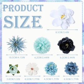 Pack of 20 Hawaii Colourful Hair Clips Women, Blue White Flower Hair Clips Girls, Hair Clips Children's Flower Hair Accessories for Women Party Hair Styling Hair Pins Wedding Hair Accessory