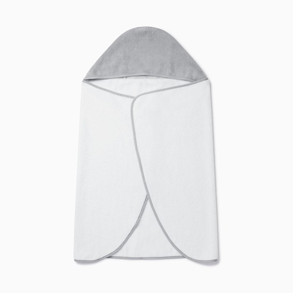 MORI Kids Hooded Bath Towel in White and Grey -