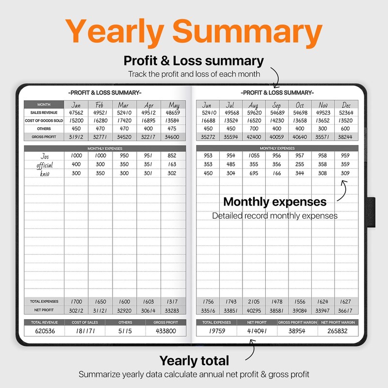 WEMATE Accounting Ledger Book with Lock, Accounting Log, Tracking Income