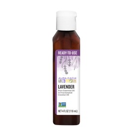 Aura Cacia Ready-to-Use Lavender Essential Oil in Fractionated Coconut Oil | GC/MS Tested for Purity | 4 fl. oz.